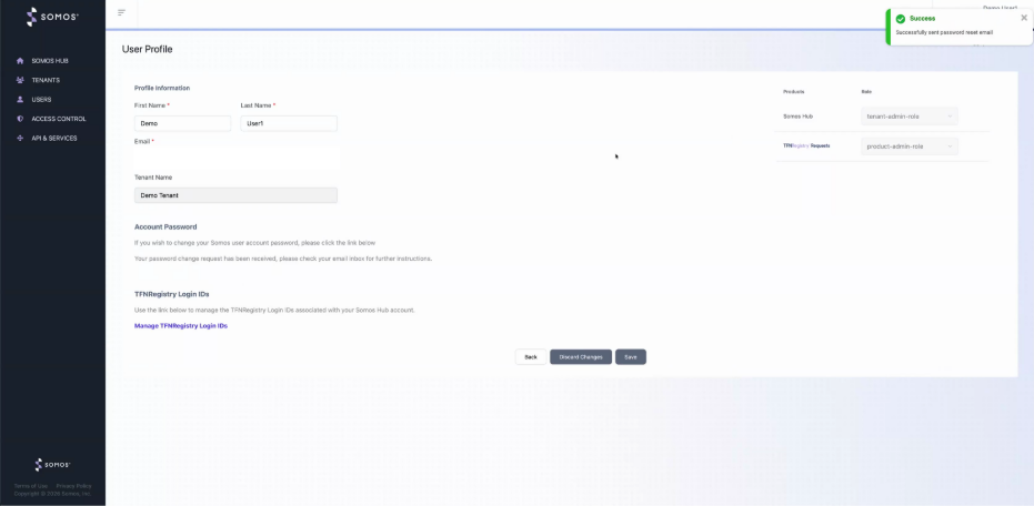 Password reset confirmation