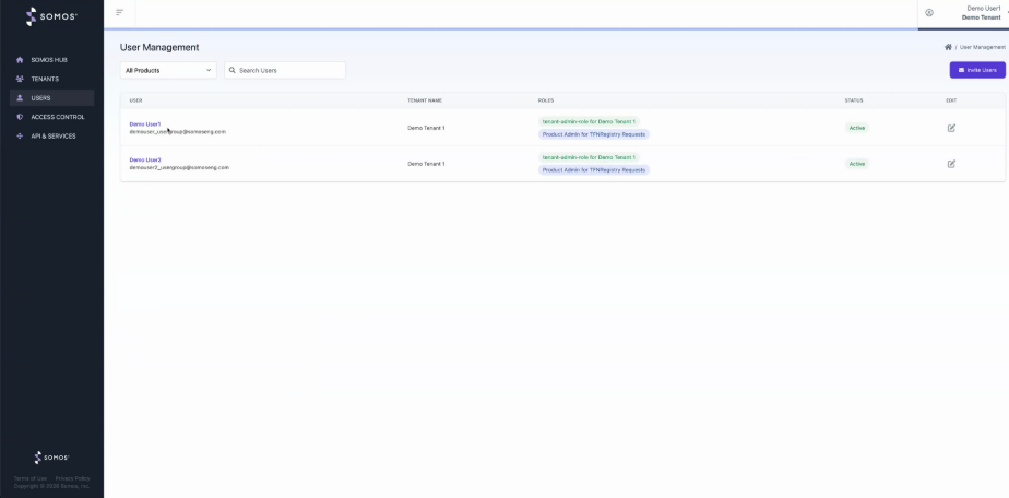 View users for the tenant