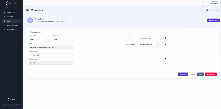 Edit a user and manage existing roles