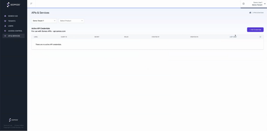View API credentials